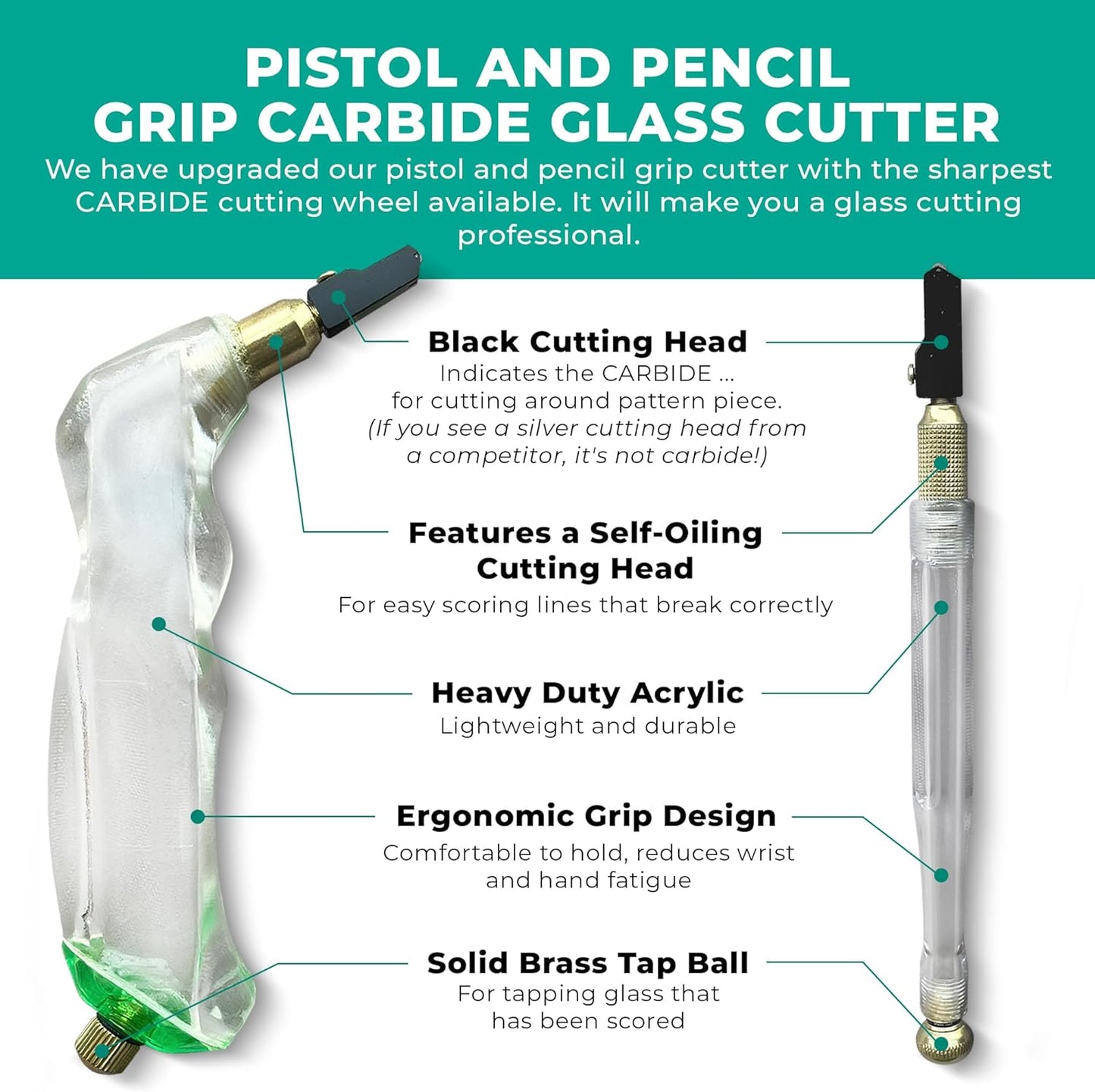 Pistol Grip and Pencil Grip Carbide Glass Cutter spec page