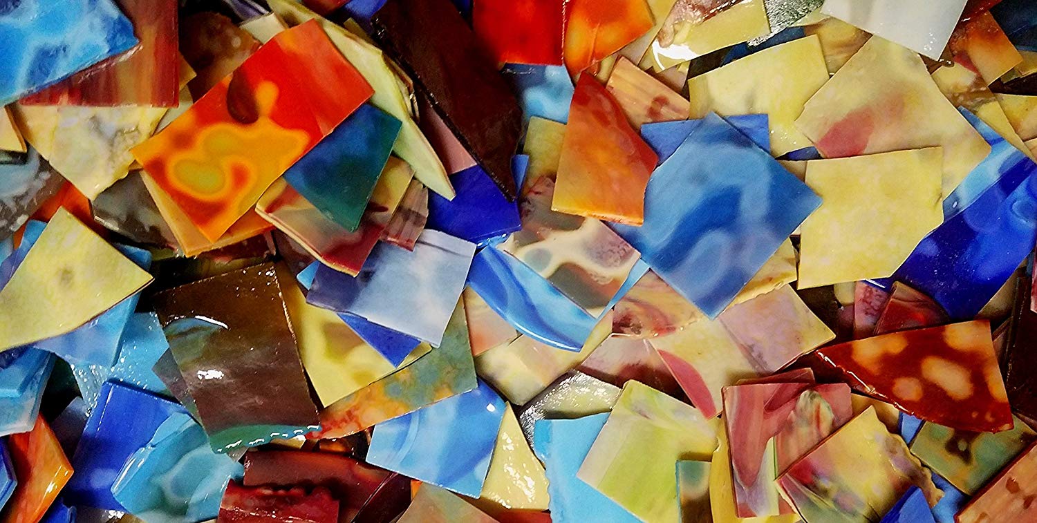 3 LBS Beautiful Large Piece Mosaic Tile Opalescent Stained Glass Mosaic Scrap